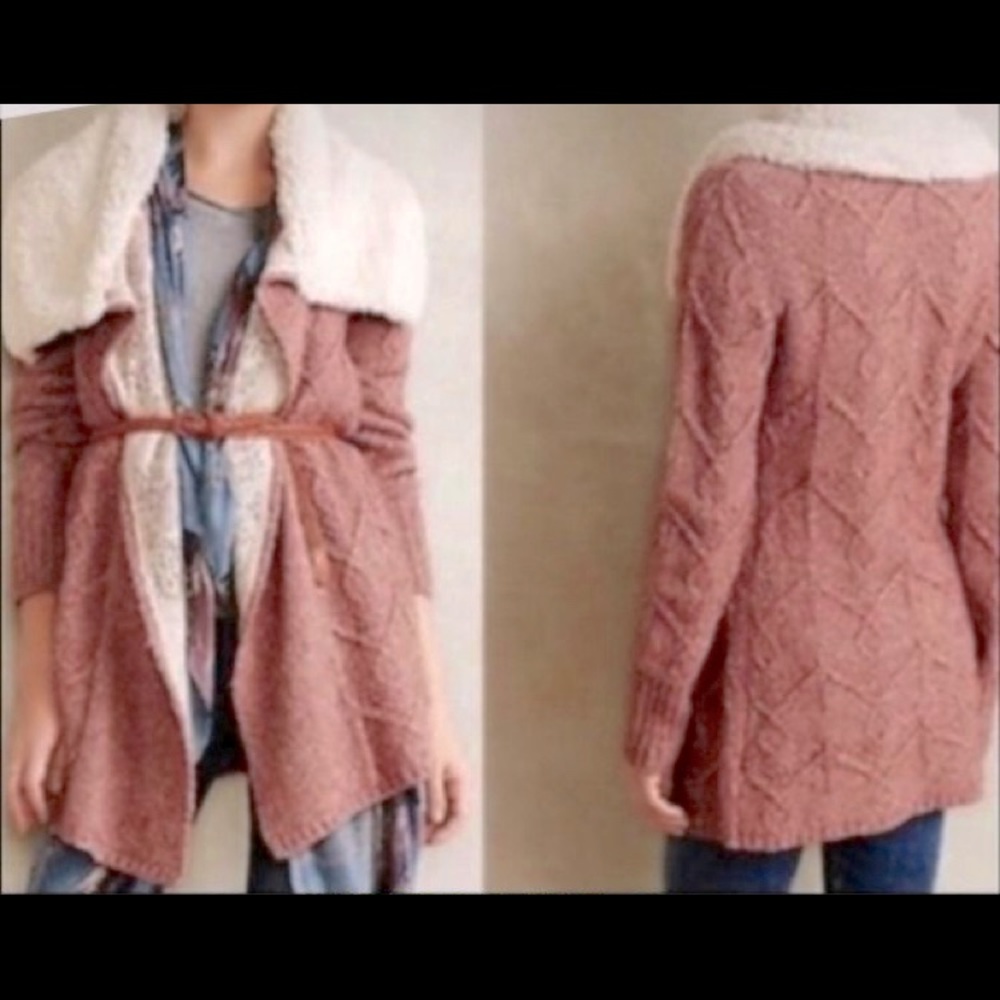 Sleeping on Snow Sherpa Cardigan- Pink - Large